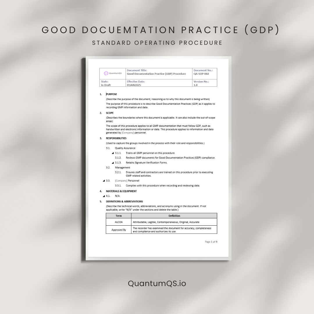 FREE Medical Device GDP SOP Sample - Experience Professional Documentation Standards
