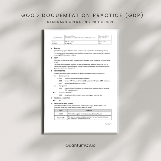 FREE Medical Device GDP SOP Sample - Experience Professional Documentation Standards